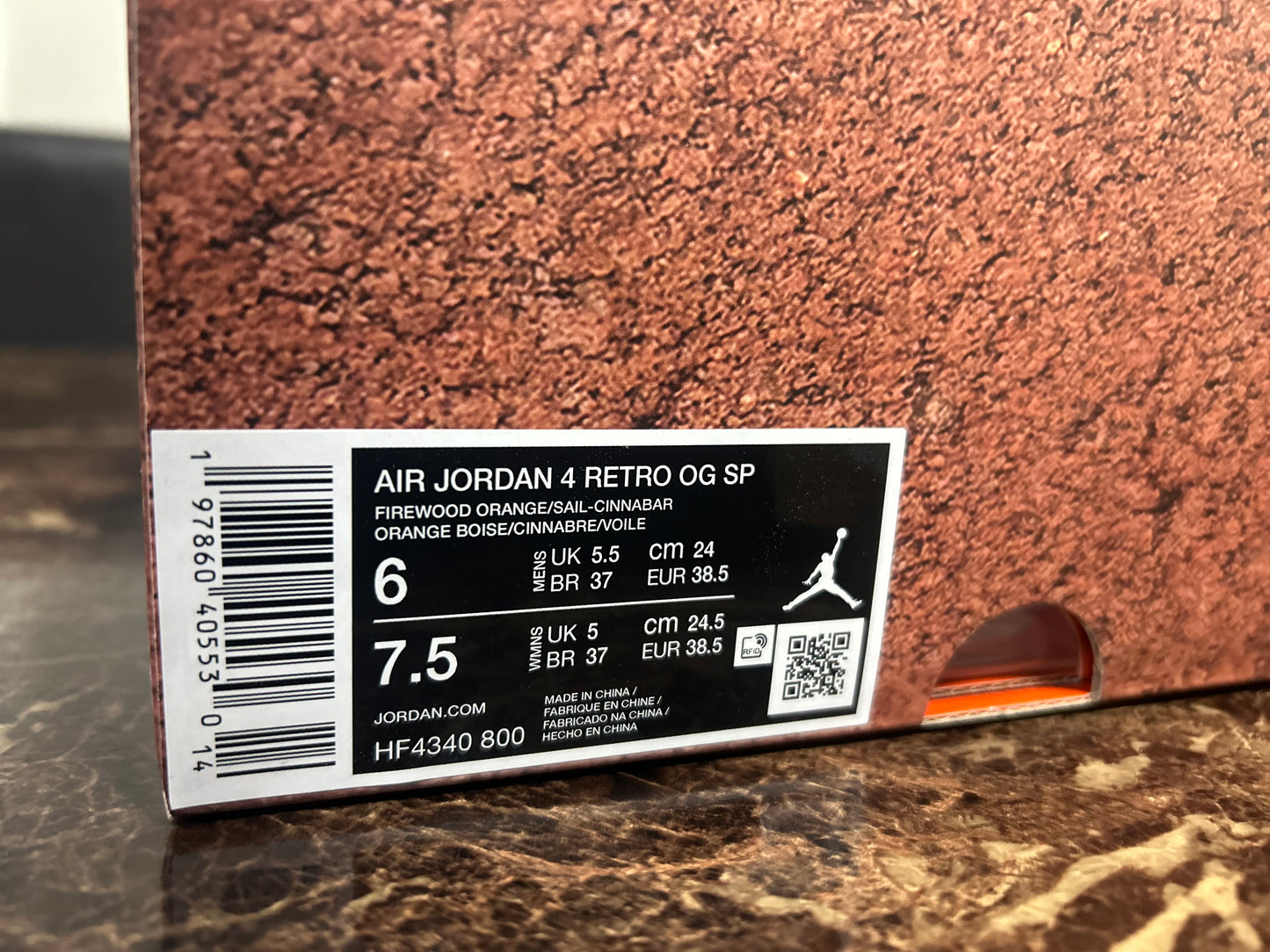Air Jordan 4 Retro OG SP Nigel Sylvester Brick by Brick Size 6M Limited Edition Sneakers