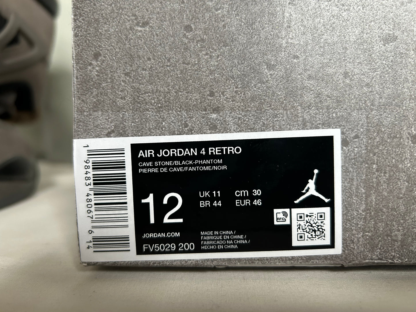 Air Jordan 4 Retro Cave Stone Men's Basketball Performance Shoe Size 12 No Lid